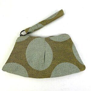 Maruca Wristlet Clutch Bag Green Canvas Geometric Circles Handmade Colorado